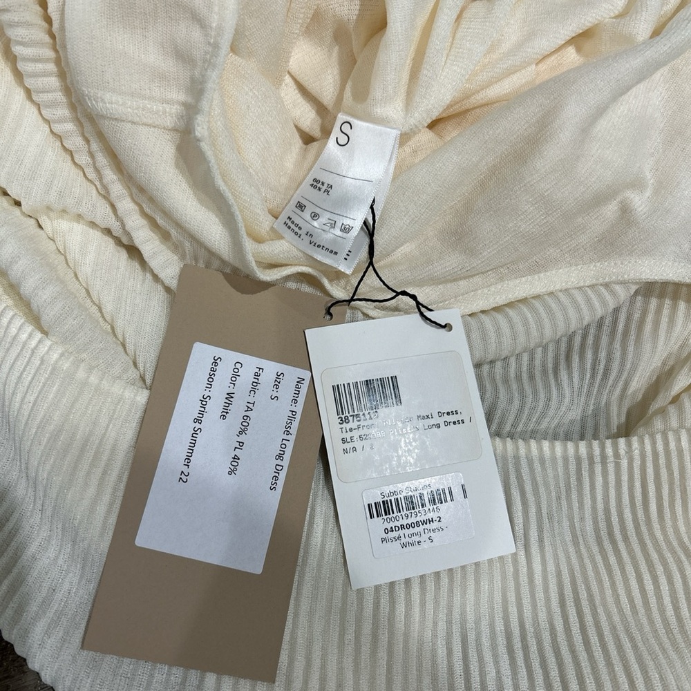 Subtle Studios tie front plisse maxi dress in off white - Picture 6 of 10
